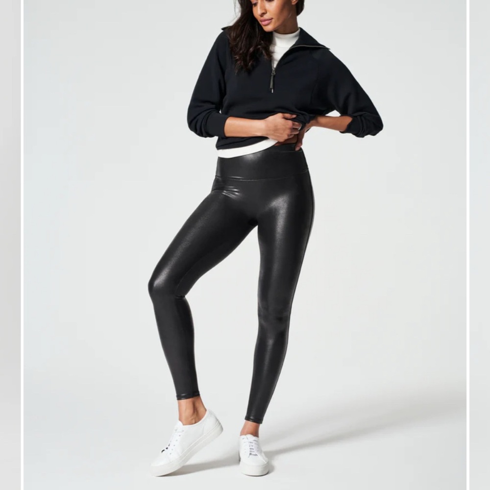 Spanx Faux Leather Leggings Petite Small EUC